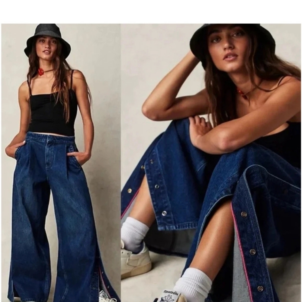 Free People We The Free anthropology Time Warp Jeans Wide Leg Baggy Grunge 26